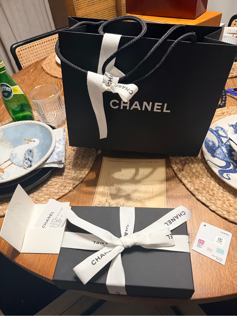 CHANEL Tiffany small cosmetic pouch turquoise with black hardware